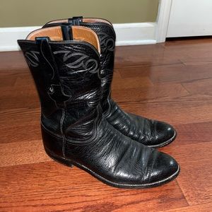 Lucchese Men’s Handmade Ward Smooth Ostrich Roper Boot Round Toe